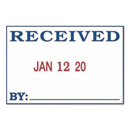 4-In-1 Message Date Stamp, 5 Years, ENTERED/FAXED/PAID/RECEIVED, 1.75 x 1.12, Red/Blue Ink