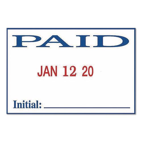 4-In-1 Message Date Stamp, 5 Years, ENTERED/FAXED/PAID/RECEIVED, 1.75 x 1.12, Red/Blue Ink