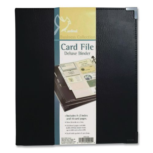 Business Collection Business Card Binder, Holds 200 2" x 3.5" Cards, 10.4 x 1.75 x 11.5, Vinyl, Black