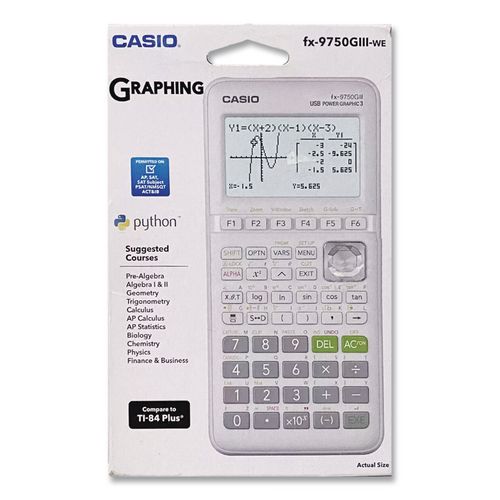 FX-9750GIII 3rd Edition Graphing Calculator, 21-Digit LCD, White