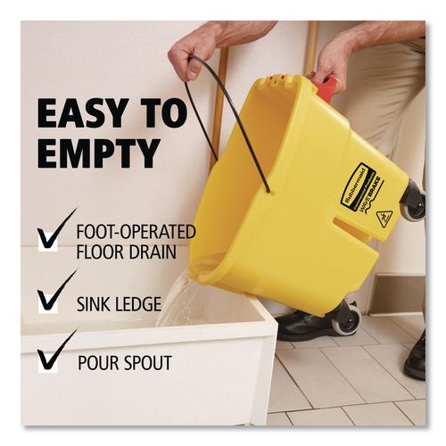 WaveBrake 2.0 Bucket/Wringer Combos, Side-Press with Drain, 8.75 gal, Yellow