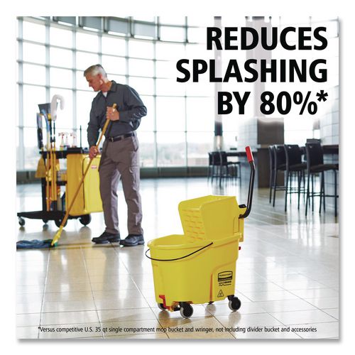 WaveBrake 2.0 Bucket/Wringer Combos, Side-Press with Drain, 8.75 gal, Yellow