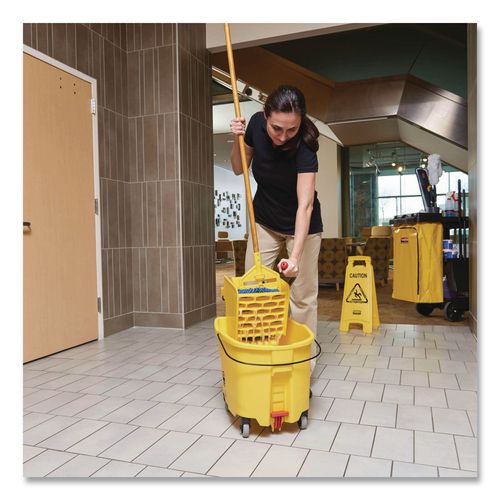 WaveBrake 2.0 Bucket/Wringer Combos, Side-Press with Drain, 8.75 gal, Yellow