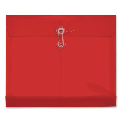 Premium Plastic Document File, 1.25" Expansion, 1 Section, String and Button Closure, Letter Size, Red, 5/Pack