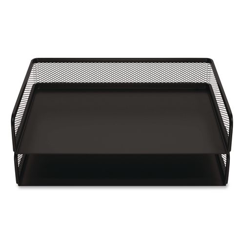Wire Mesh Stackable Letter Tray, 1 Section, Letter Size, 13.39 x 10.43 x 2.95, Matte Black, 2/Pack