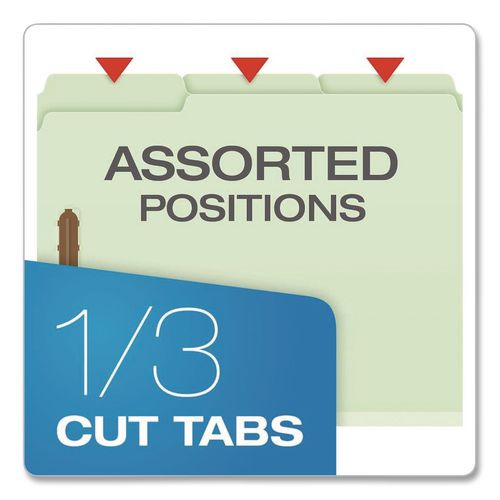 Top Tab Fastener Folder, 1/3-Cut Tabs: Assorted, 2" Expansion, 2 Fasteners, Letter Size, Light Green Exterior, 25/Box