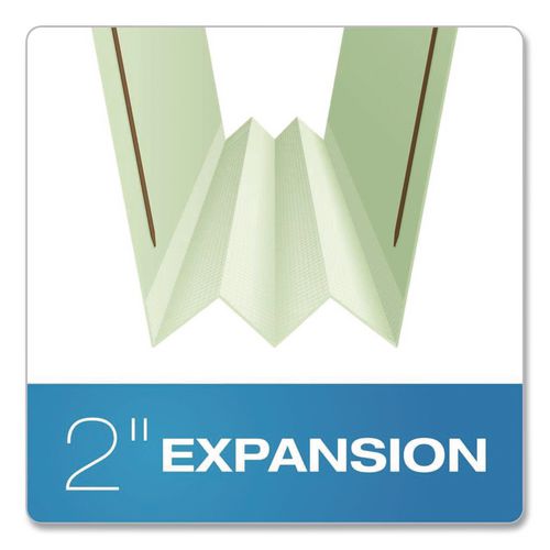 Top Tab Fastener Folder, 1/3-Cut Tabs: Assorted, 2" Expansion, 2 Fasteners, Letter Size, Light Green Exterior, 25/Box