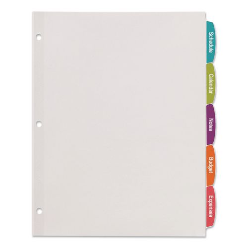 Image of Avery® Big Tab Printable White Label Tab Dividers, 5-Tab, 11 x 8.5, White, 4 Sets