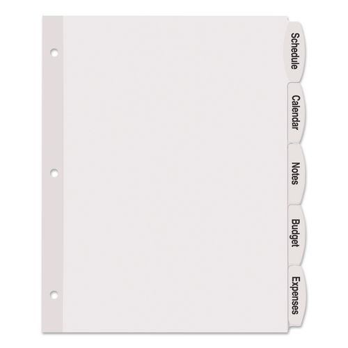 Image of Avery® Big Tab Printable White Label Tab Dividers, 5-Tab, 11 x 8.5, White, 4 Sets