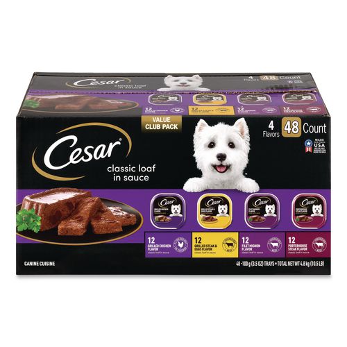 Classic Wet Dog Food Variety, Assorted Flavors, 3.5 oz Tray, 48/Carton