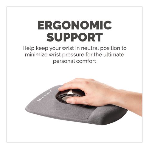 PlushTouch Mouse Pad with Wrist Rest, 7.25 x 9.38, Graphite