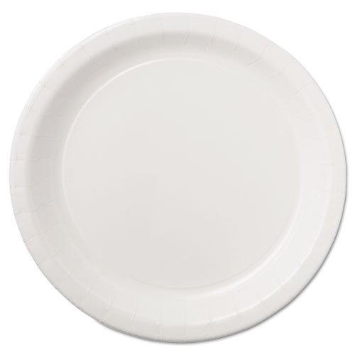 Hoffmaster® Coated Paper Dinnerware, Plate, 9" dia, White, 50/Pack, 10 Packs/Carton