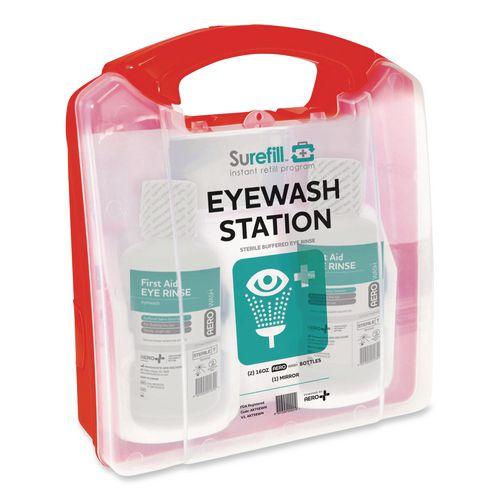 Emergency Eyewash Station 75 Series, 16 oz Bottle, 2 Bottles/Station, 4 Stations/Carton