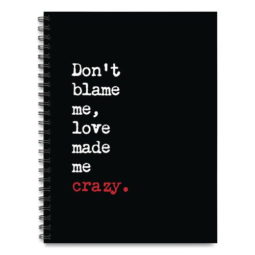Love Made Me Crazy Undated Journal, Medium/College Rule, Black/White/Red Cover, (80) 8 x 6 Sheets