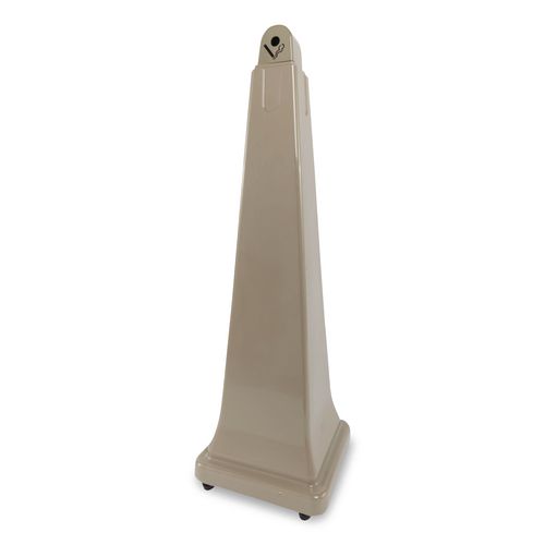Rubbermaid® Commercial GroundsKeeper Cigarette Waste Collector, Pyramid, 1 gal, 12.25 x 39.75, Beige ;