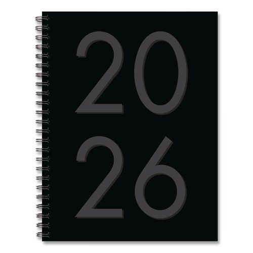 Black Weekly/Monthly Planner, 8.5 x 6.5, Black Cover, 12-Month (Jan to Dec): 2026