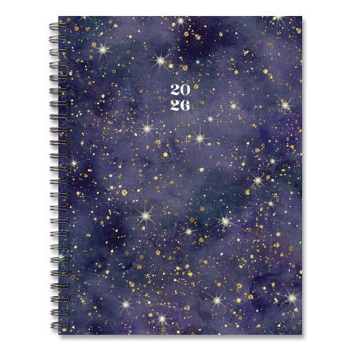 Starry Night Weekly/Monthly Planner, 8.5 x 6.5, Black/Gold Cover, 12-Month (Jan to Dec): 2026