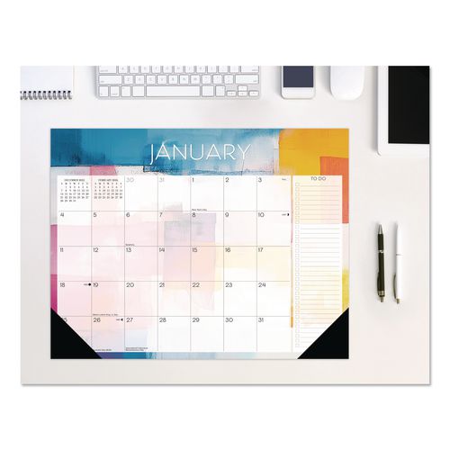 Abstract Art Large Monthly Desk Pad Calendar, 22x17, White/Multicolor Sheets, Black Headband/Corners, 12-Month (Jan-Dec) 2026
