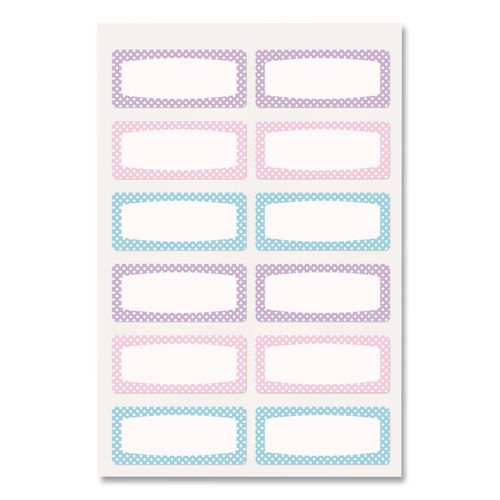 No-Iron Fabric Labels, Pastel Borders, Handwrite Only, 0.75 x 1.75, White, 12/Sheet, 2 Sheets/Pack