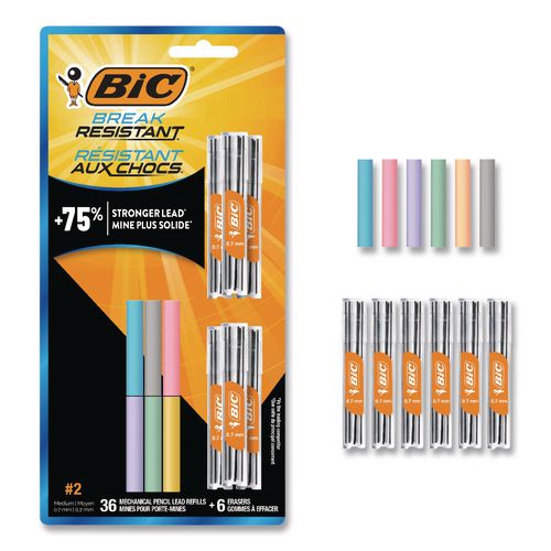 Break Resistant Lead Refills, 0.7 mm, HB, Black, 6 Leads/Tube, 6 Tubes/Pack