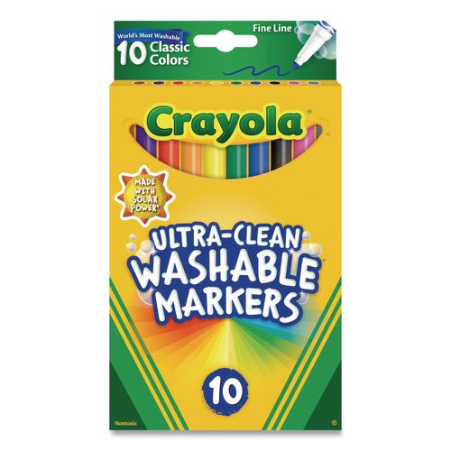 Ultra-Clean Washable Markers, Fine Bullet Tips, Assorted Colors, 10/Box, 24 Boxes/Carton