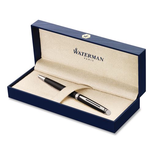 Hemisphere Ballpoint Pen, Retractable, Medium 1 mm, Blue Ink, Black Lacquered/Palladium-Chrome Barrel