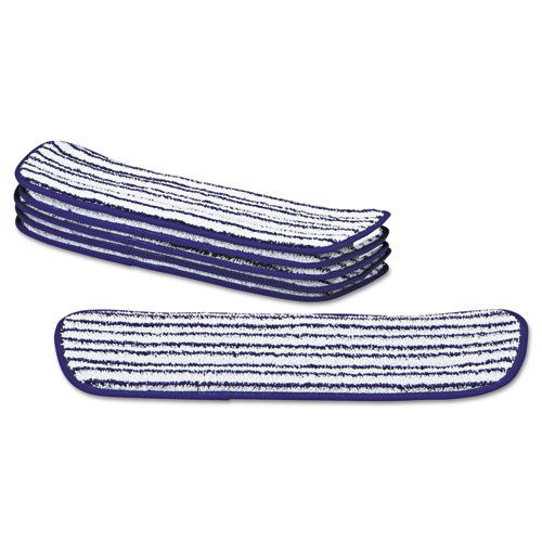 Image of Rubbermaid® Commercial Microfiber Finish Pad, 18 X 5.5, Blue/White, 6/Box