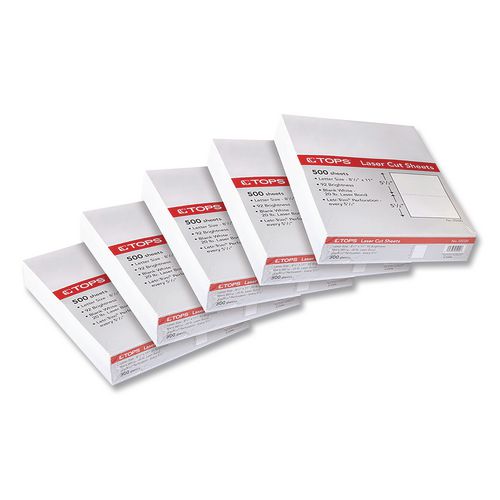 Blank Cut Sheets for 2-Up W-2 and 1099 Tax Forms, 84 Bright, Perforated at 5.5", 20 lb Bond Weight, 8.5 x 11, White, 500/Ream