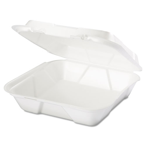 Snap It Foam Container, 1-Comp, 9 1/4 X 9 1/4 X 3, White, 100/bag, 2 Bags/carton