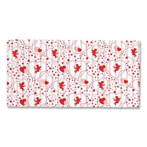 Corobuff Corrugated Paper Roll, 48" x 25 ft, Cupids Hearts