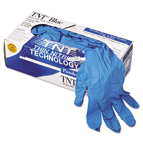 Tnt Disposable Nitrile Gloves, Non-Powdered, Blue, Medium, 100/box