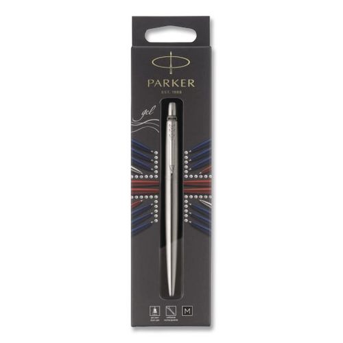Jotter Gel Pen, Retractable, Medium 0.7mm, Black Ink, Stainless Steel Barrel