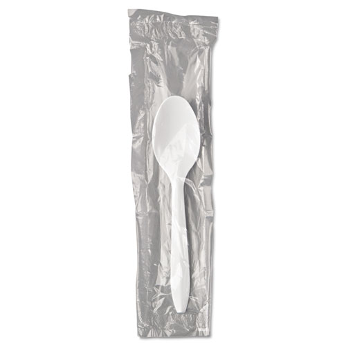Image of Mediumweight Wrapped Polypropylene Cutlery, Teaspoon, White, 1,000/Carton