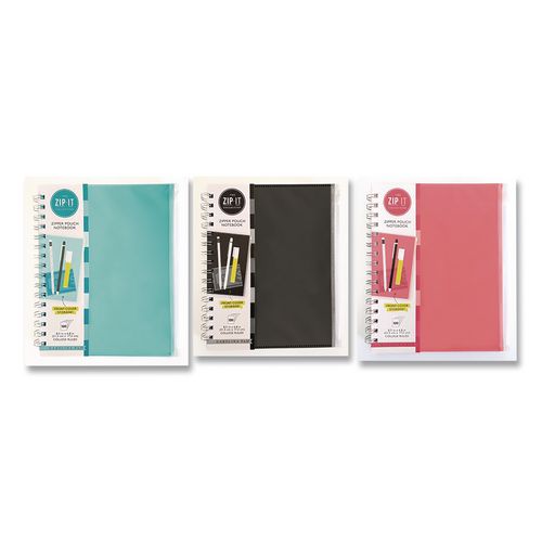 Zip-It Ideal Notebook, 1-Subject, Medium/College Rule, Randomly Assorted Cover Colors, (120) 8.5 x 6.8 Sheets
