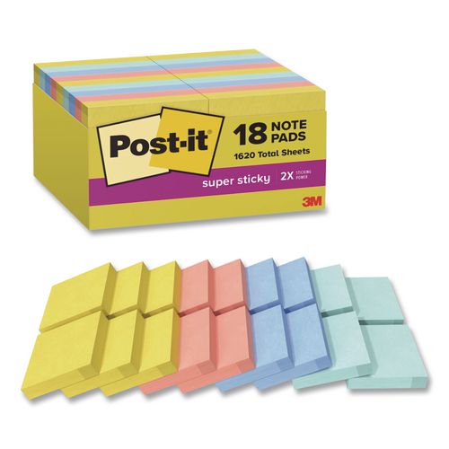 Note Pads in Summer Joy Collection Colors, 1.88" x 1.88", Assorted Colors, 90 Sheets/Pad, 18 Pads/Pack