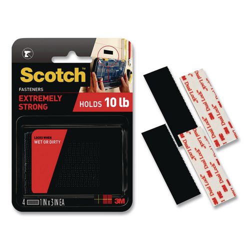 Extreme Fasteners, 1" x 3", Black, 2 Sets of Strips/Pack