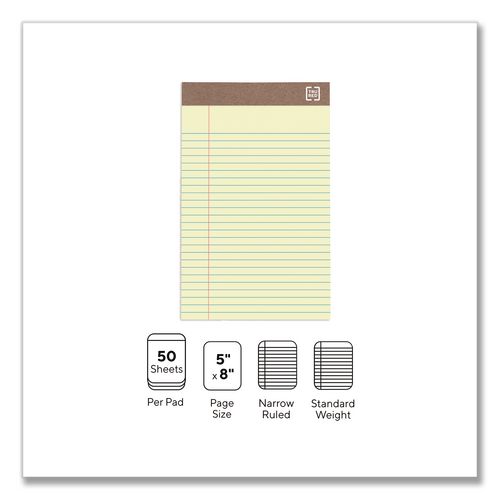 TRU RED™ 100% Recycled Notepads, Narrow Rule, (50) Canary Yellow 5 x 8 ...