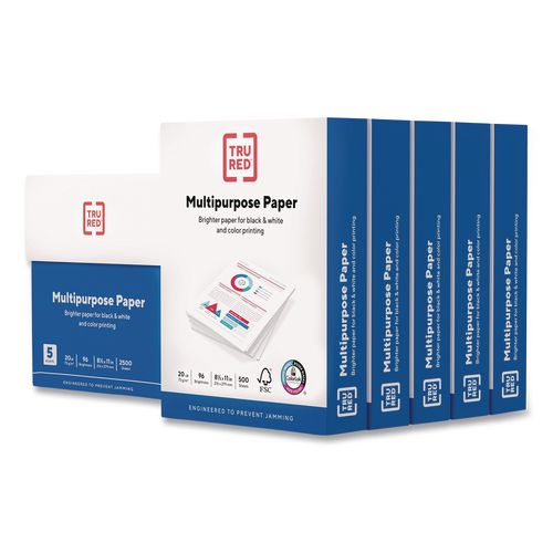 Multipurpose Paper with ColorLok Technology, 96 Bright, 20 lb Bond Weight, 8.5 x 11, White, 500 Sheets/Ream, 5 Reams/Carton