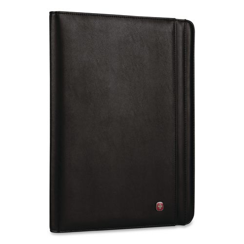 Merit Vinyl Padfolio, 8.5 x 11 Pad, 10.2 x 13, Open Style Closure, Black