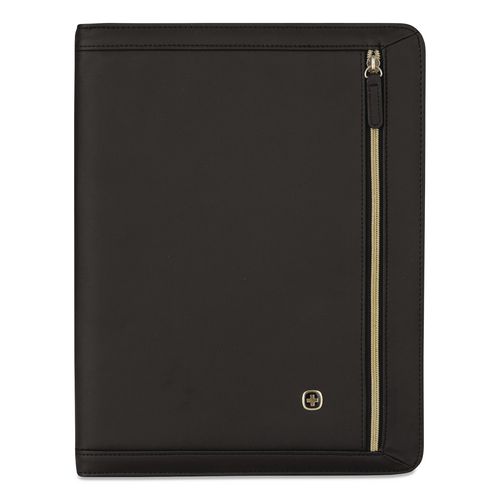 Amelie Polyester Padfolio with Zipper Closure, 8.5 x 11 Pad, 10.2 x 13, Zipper Closure, Black