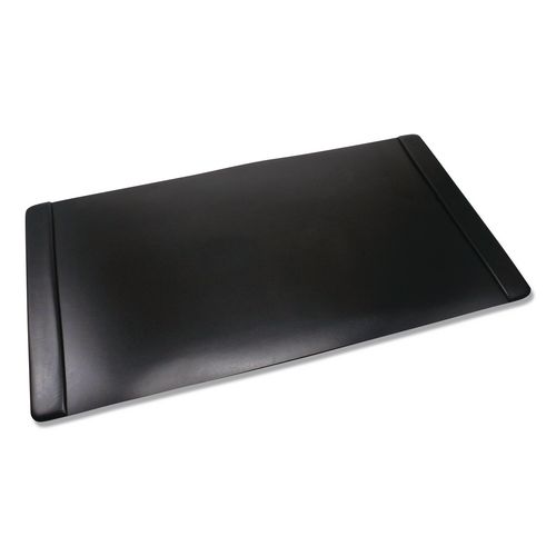 Faux Leather Desk Pad with Side Rails, 36" x 20", Black