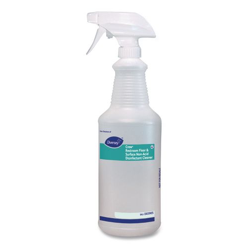 Crew Restroom Floor and Surface Non-Acid Disinfectant Cleaner Empty Spray Bottle, 32 oz, Clear