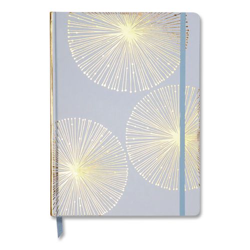 Hardcover Journal, Organics Dandelion Artwork, Narrow Rule, Sky Blue/Gold Cover, (100) 10 x 7 Sheets