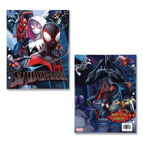 Licensed Two-Pocket Folder, Marvel Spiderman, Side: 3-Hole Punched, Accommodates (50) 11 x 8.5 Sheets, Multicolor