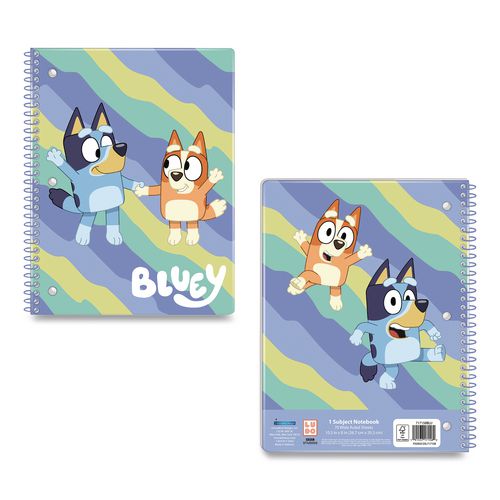 Licensed Spiral Notebook, Bluey and Bingo, 1-Subject, Wide/Legal Rule, Multicolor Cover, (70) 10.5 x 8 Sheets