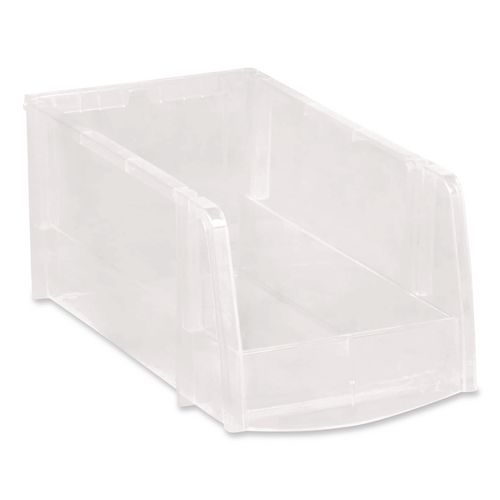 Stackable Plastic Storage Bin. Medium, 1.6 qt, 6 x 11 x 5, Clear