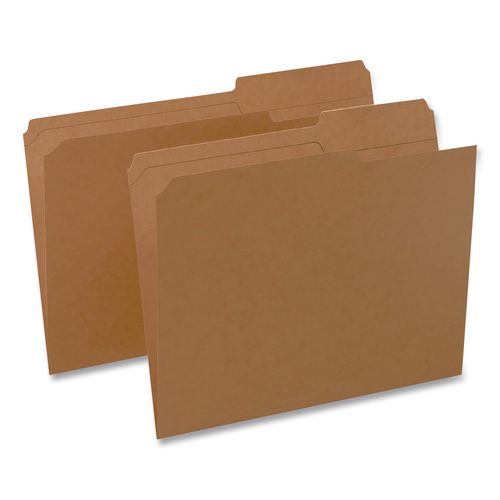 Reinforced Top-Tab File Folders, 2/5-Cut Tabs, Letter, Brown Kraft, 100/Box