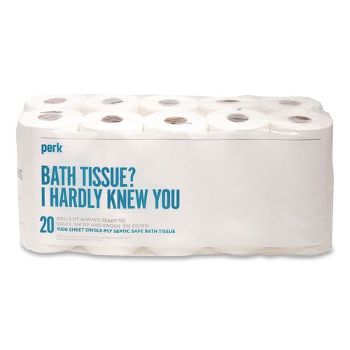 Septic Safe Toilet Paper, 1-Ply, White, 1,000 Sheets/Roll, 20 Rolls/Pack