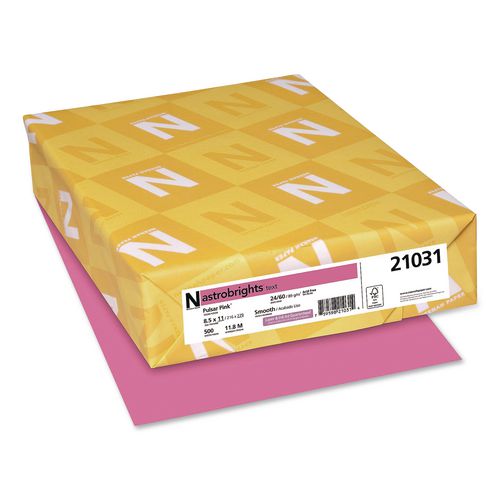 Color Paper, 24 lb Bond Weight, 8.5 x 11, Pulsar Pink, 500 Sheets/Ream, 10 Reams/Carton