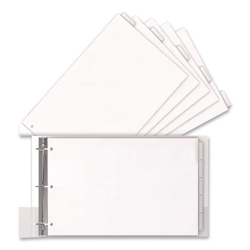 Landscape Orientation Index Dividers, 5-Tab, 14 x 8.5, White, 1 Set